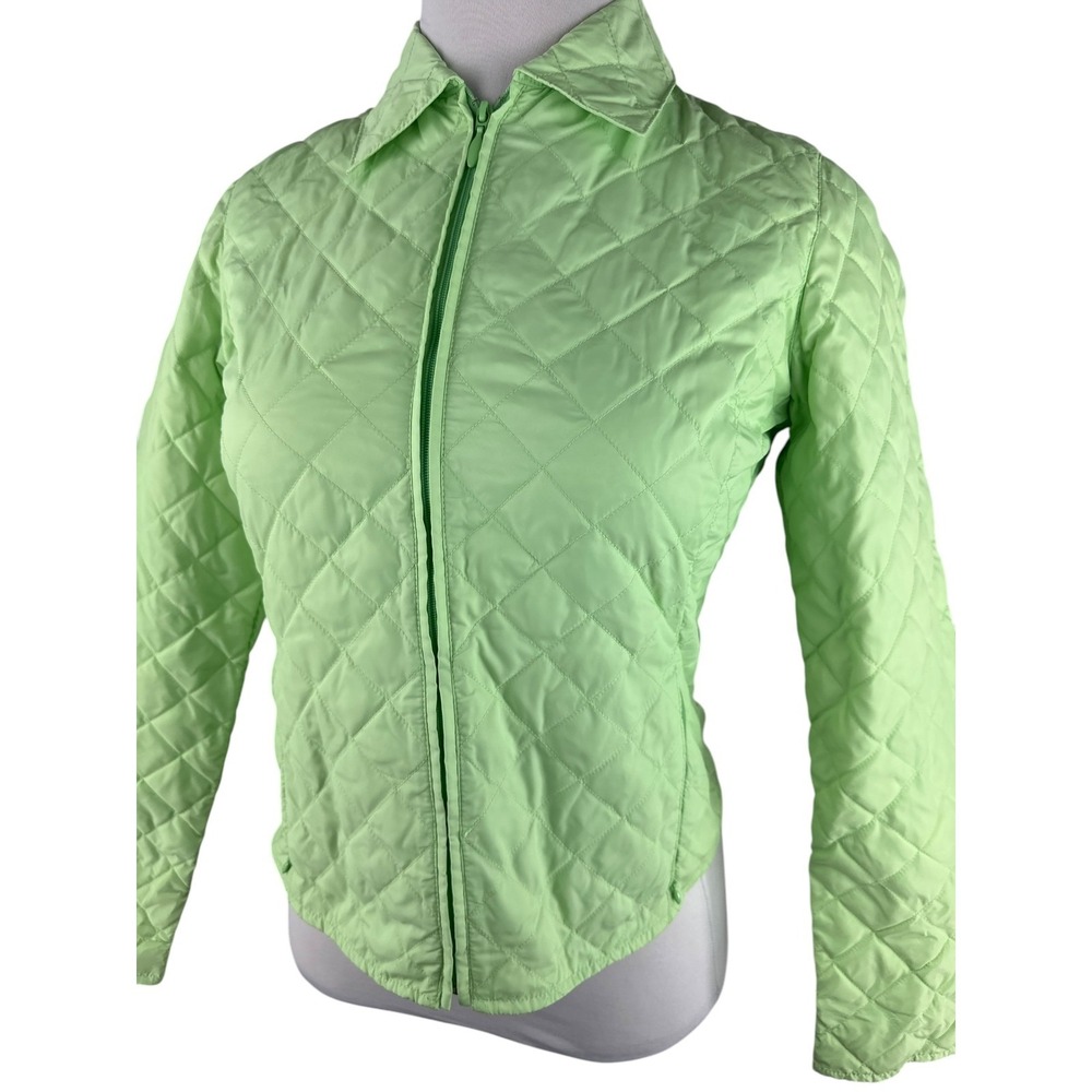 Eddie Bauer Down Quilted Jacket Light Green Full Zip Lightweight Medium Petite - Picture 5 of 14